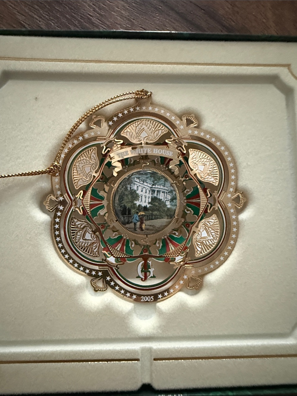 The White House Historical Association 2005 Gold and Green Ornament